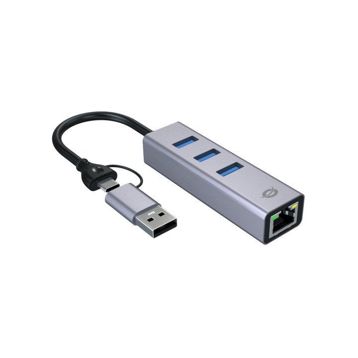 Adaptador Usb-c usb-a Ethernet Rj45 Conceptornic Abby25f Con Hub Usb 3,2 X3 Puertos