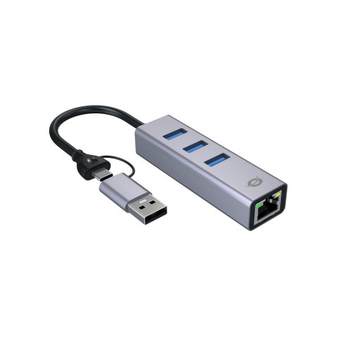 Adaptador Usb-c usb-a Ethernet Rj45 Conceptornic Abby25f Con Hub Usb 3,2 X3 Puertos