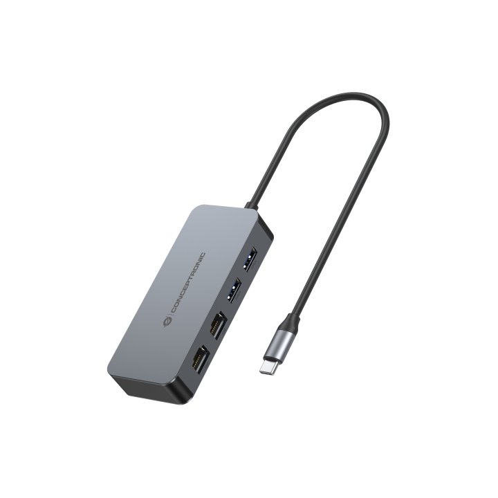 Adaptador Usb-c A Ethernet Rj45 Conceptronic Abby24g 2 Puertos Gigabit Con Hub Usb 3,2 X2 Puertos