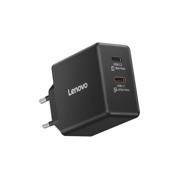 Cargador Universal Lenovo Usb-c  65w Portatil, Smartphone. Dos Puertos Usb-c