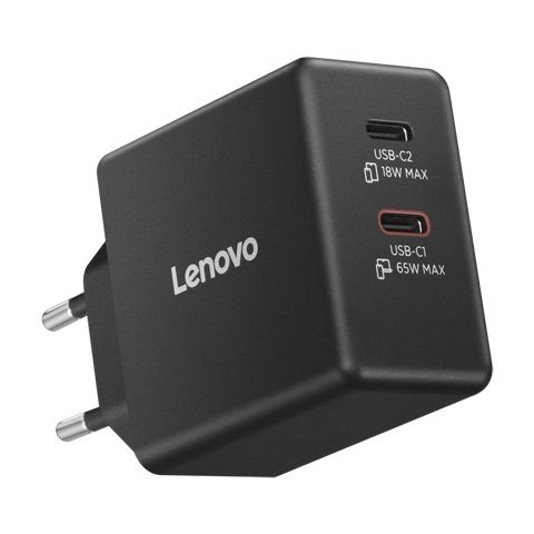 Cargador Universal Lenovo Usb-c  65w Portatil, Smartphone. Dos Puertos Usb-c