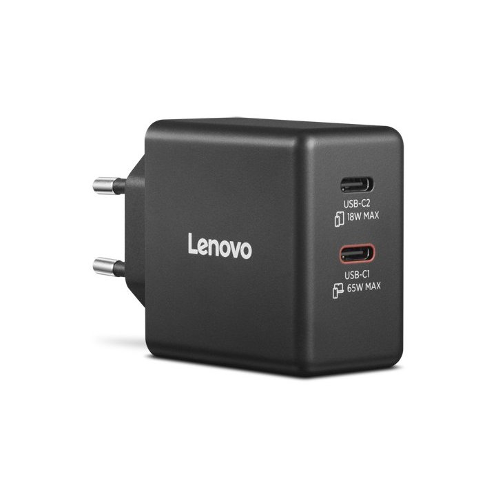 Cargador Universal Lenovo Usb-c  65w Portatil, Smartphone. Dos Puertos Usb-c