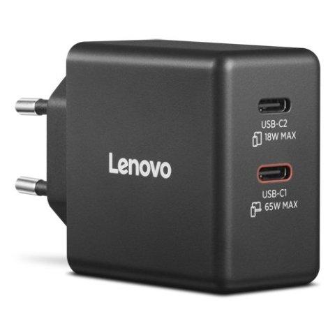 Cargador Universal Lenovo Usb-c  65w Portatil, Smartphone. Dos Puertos Usb-c