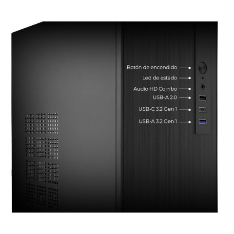 Caja Micro Atx Coolbox M460 Gpu Max 250mm 1x3.5 2.5 1x2.5 2.5 Usb-c 3.2 Sin F.a Color Negro