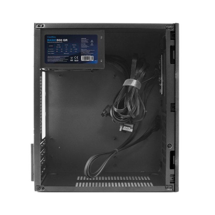 Caja Micro Atx Coolbox M460 Gpu Max 250mm 1x3.5 2.5 1x2.5 2.5 Usb-c 3.2 F.a Basic 500w Color Negro