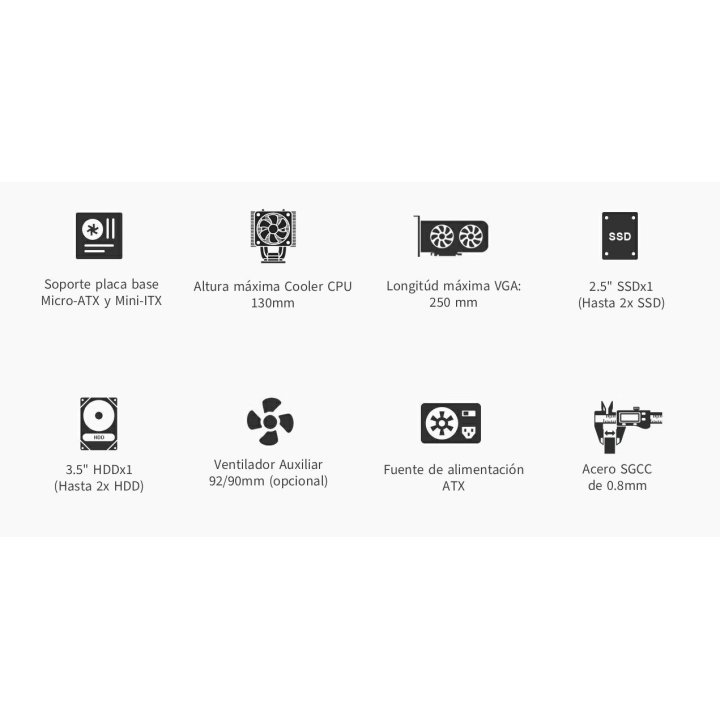 Caja Micro Atx Coolbox M460 Gpu Max 250mm 1x3.5 2.5 1x2.5 2.5 Usb-c 3.2 F.a Basic 500w Color Negro