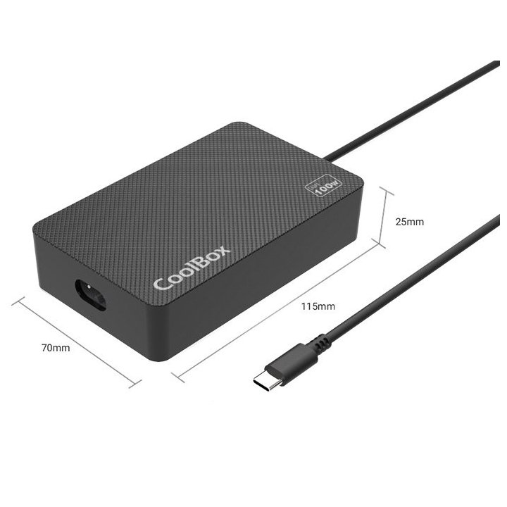 Cargador Usb Gan Coolbox Nb100-uc 100w 1xusb-c Pd 3.0 Proteccion Circuito Color Negro