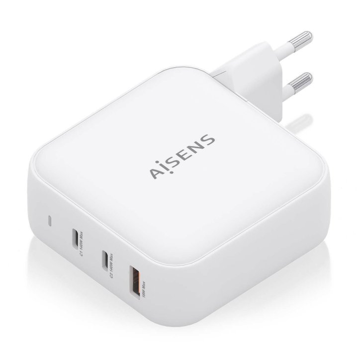 Cargador Usb Gan Aisens Asch-140w3p030-w 140w 2xusb-c Pd3.1 1xusb-a Color Blanco