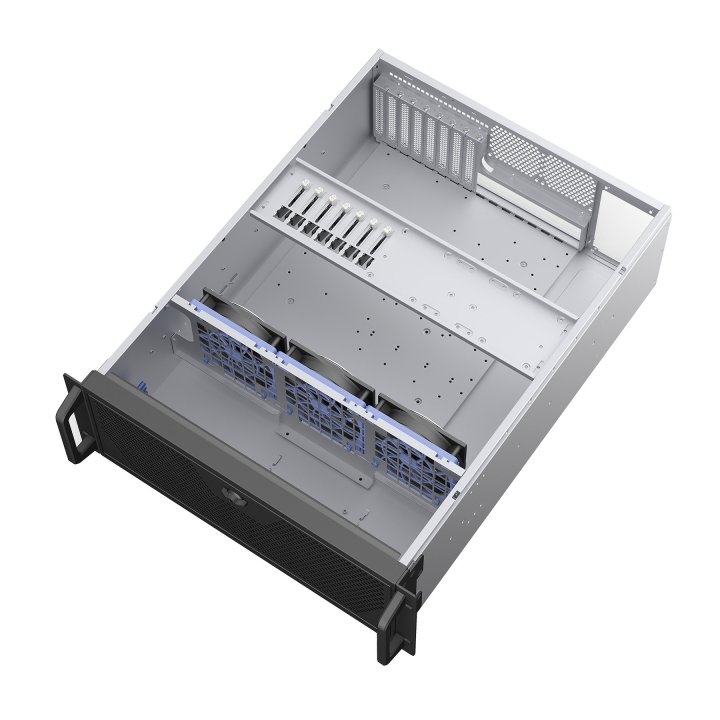 Caja Rack 19" Unykach 4u Sin Fuente Negro Plata 6 Bahias Int 1xusb2.0 1xusb3.0 1xusb-c