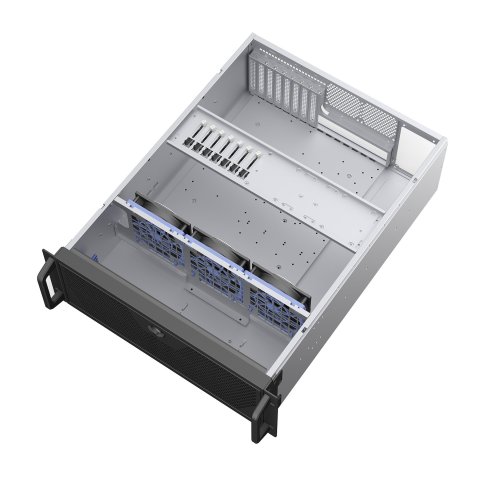 Caja Rack 19" Unykach 4u Sin Fuente Negro Plata 6 Bahias Int 1xusb2.0 1xusb3.0 1xusb-c