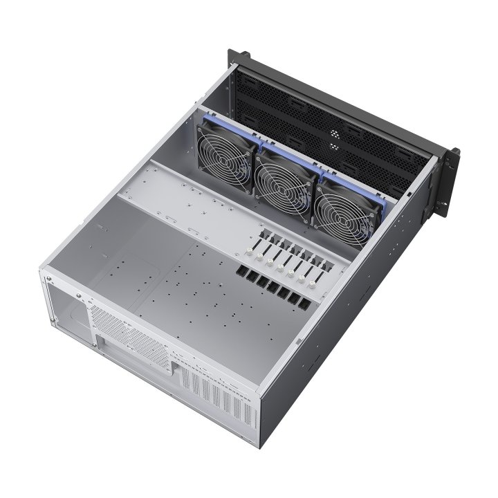 Caja Rack 19" Unykach 4u Sin Fuente Negro Plata 6 Bahias Int 1xusb2.0 1xusb3.0 1xusb-c