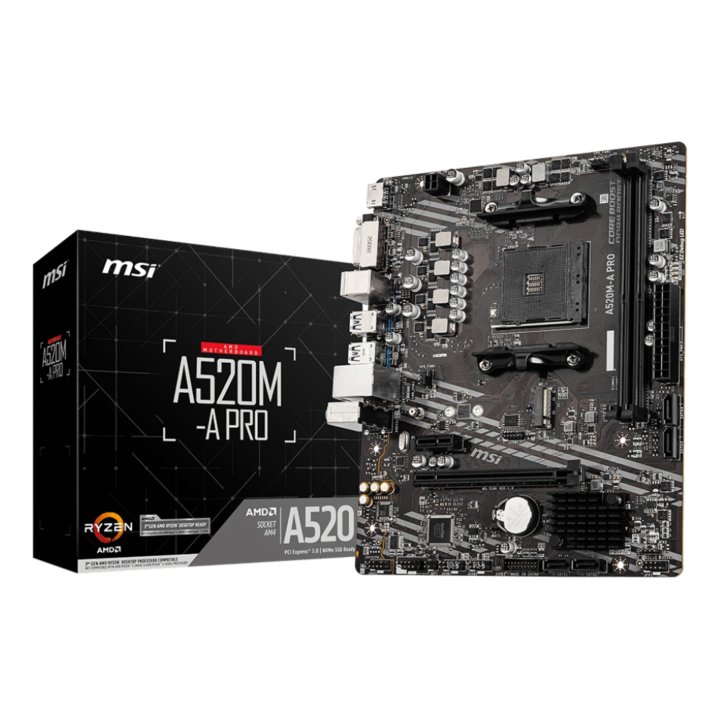 Pb Msi A520m-a Pro M-atx Am4 2xddr4 3200mhz Hdmi Dvi-d  Lan 1xm.2