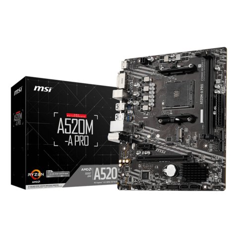 Pb Msi A520m-a Pro M-atx Am4 2xddr4 3200mhz Hdmi Dvi-d  Lan 1xm.2
