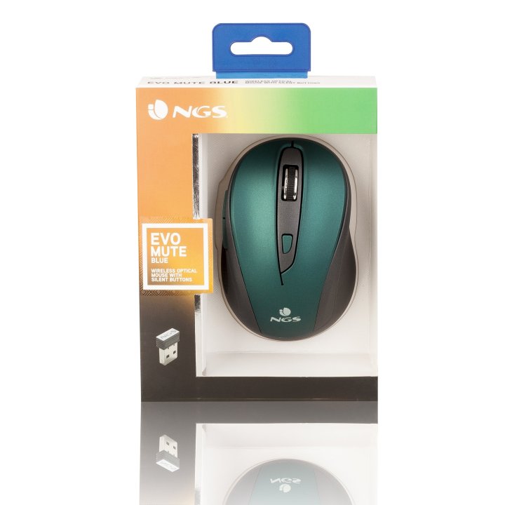 (km0) Mouse Ngs Wireless Evo Mute 800 1600dpi 2.4ghz Nano Receptor Usb Color Azul            