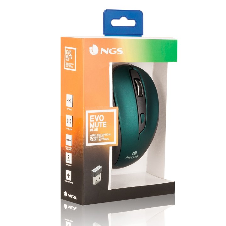 (km0) Mouse Ngs Wireless Evo Mute 800 1600dpi 2.4ghz Nano Receptor Usb Color Azul            