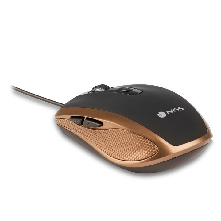 Mouse Ngs Tick 800 1600dpi Usb 6 Botones Color Oro