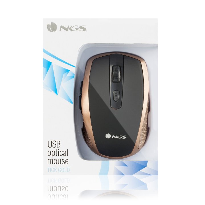 Mouse Ngs Tick 800 1600dpi Usb 6 Botones Color Oro