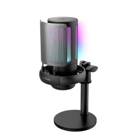 Microfono Trust Gxt 238 Auron Gaming Usb Iluminacion Led Patron Cardioide Tripode Negro