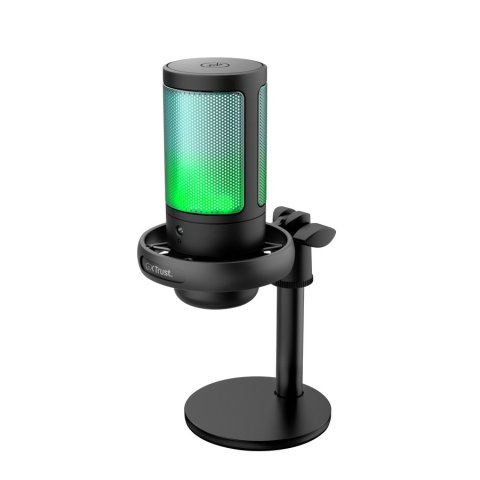 Microfono Trust Gxt 238 Auron Gaming Usb Iluminacion Led Patron Cardioide Tripode Negro