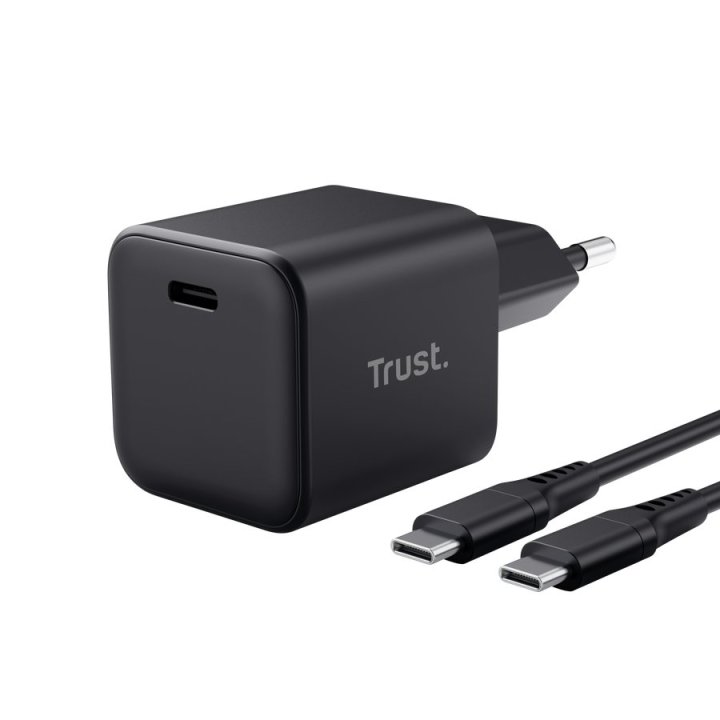 Cargador Usb Gan Trust Maxo 65w Pd 1xusb-c Ultra Small Incluye Cable Usb-c 2m Negro