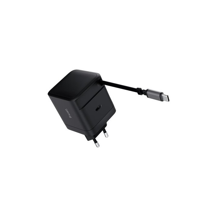Cargador Usb-c Trust Maxo 65w Pd Cable Soldado Retractable 2xusb-c Negro