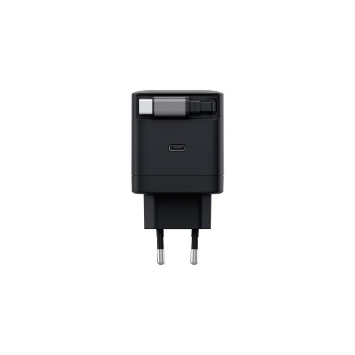 Cargador Usb-c Trust Maxo 65w Pd Cable Soldado Retractable 2xusb-c Negro