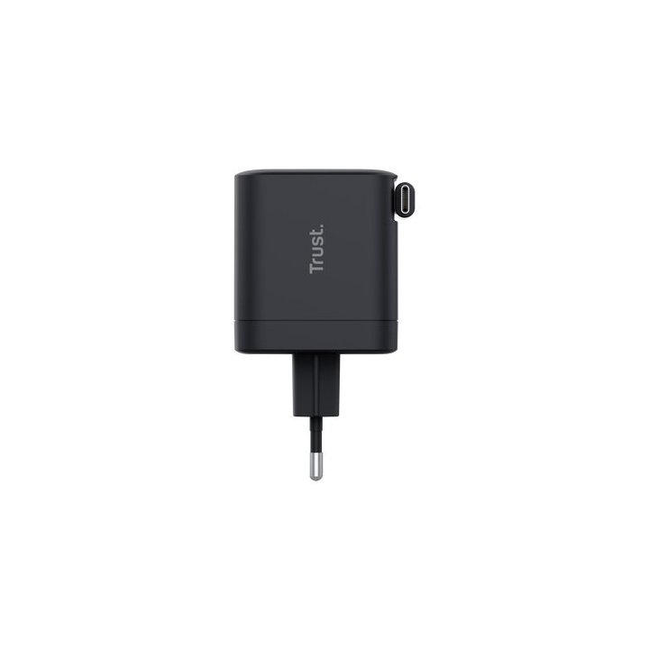 Cargador Usb-c Trust Maxo 65w Pd Cable Soldado Retractable 2xusb-c Negro