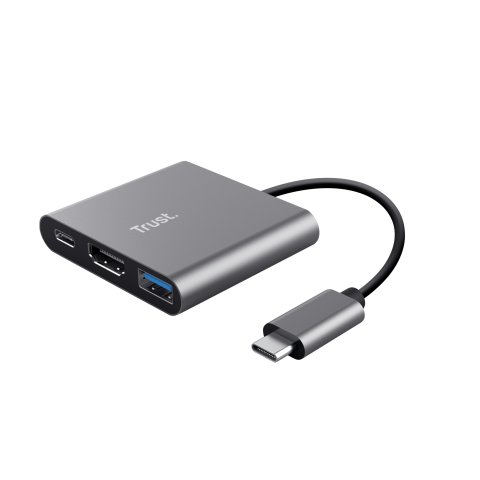 Docking Usb-c Trust Dalyx 3 En 1 1xhdmi 4k 1xusb-a 3.2 1xusb-c Pd 100w Gris