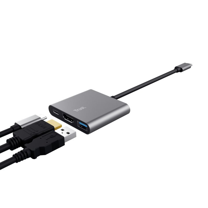 Docking Usb-c Trust Dalyx 3 En 1 1xhdmi 4k 1xusb-a 3.2 1xusb-c Pd 100w Gris