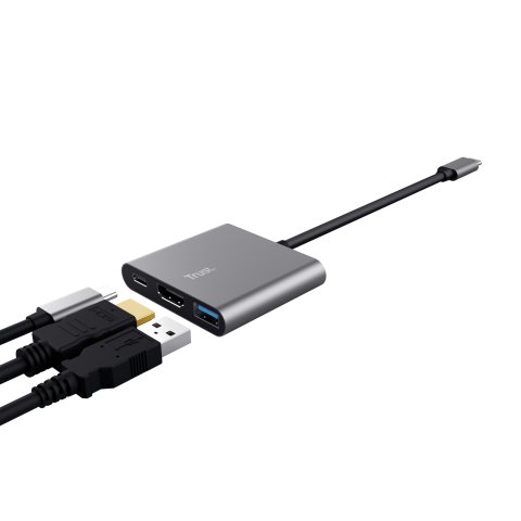 Docking Usb-c Trust Dalyx 3 En 1 1xhdmi 4k 1xusb-a 3.2 1xusb-c Pd 100w Gris