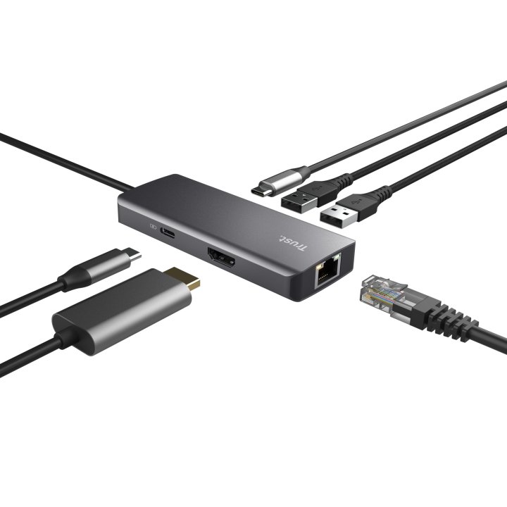 Hub Usb-c Trust Dalyx 6 En 1 Aluminio 1xhdmi 4k 2xusb-a 3.2 1xusb-c Pd 100w Lector Sd Microsd