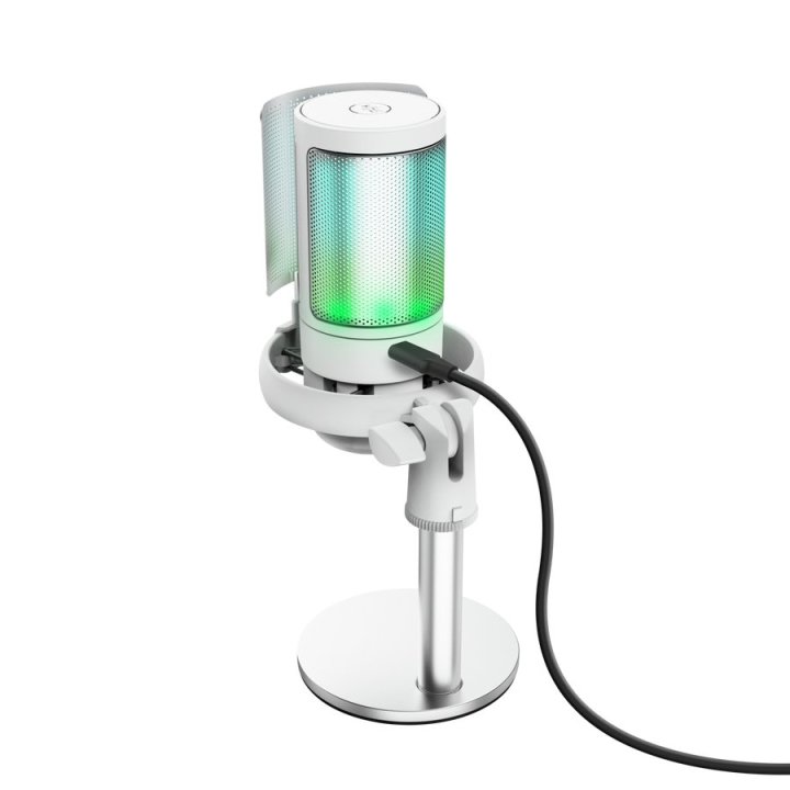 Microfono Trust Gxt 238w Auron Gaming Usb Iluminacion Led Patron Cardioide Tripode Blanco
