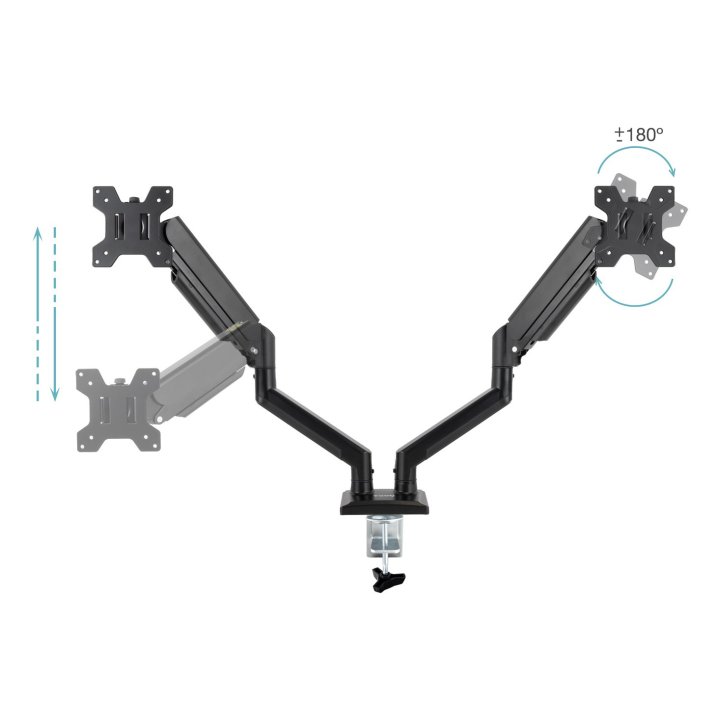 Soporte De Mesa Tooq Db1434tnr-b 2 Pantallas 13"-34" Max 10kg Vesa Max. 100x100 Negro