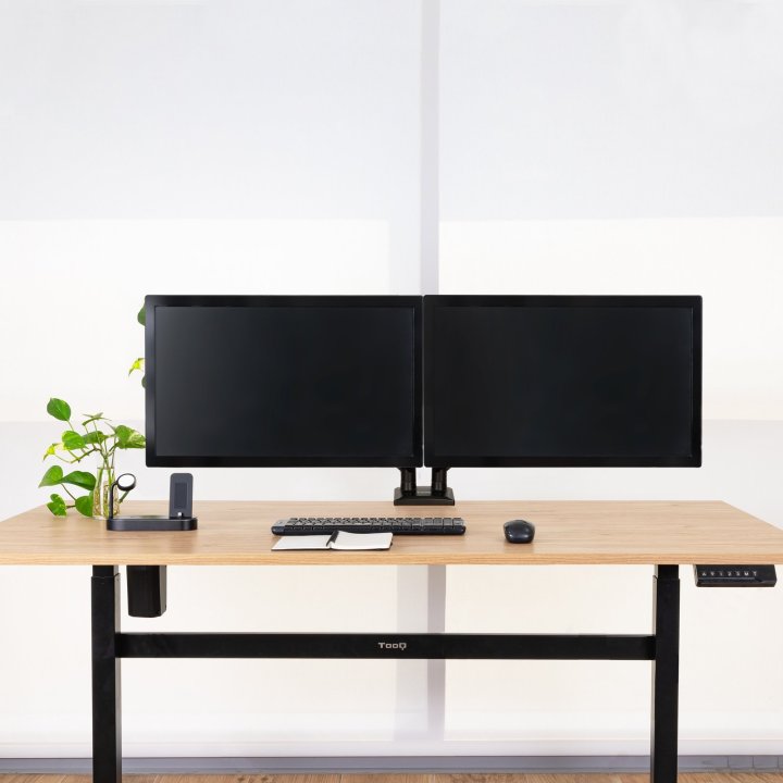 Soporte De Mesa Tooq Db1434tnr-b 2 Pantallas 13"-34" Max 10kg Vesa Max. 100x100 Negro