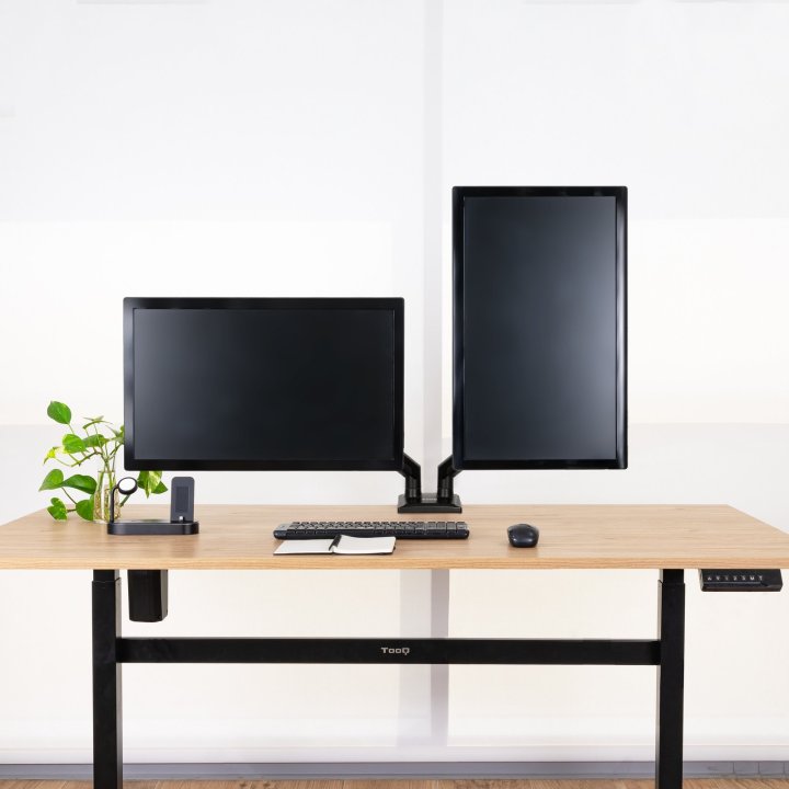 Soporte De Mesa Tooq Db1434tnr-b 2 Pantallas 13"-34" Max 10kg Vesa Max. 100x100 Negro