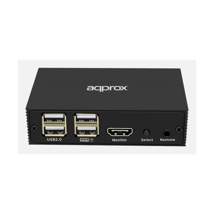 Conmutador Automatico Sobremesa Approx Appkvhdmi2pv2 Hdmi 4k@30hz 2 Cpus Usb-c Color Negro