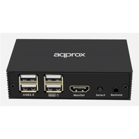 Conmutador Automatico Sobremesa Approx Appkvhdmi2pv2 Hdmi 4k@30hz 2 Cpus Usb-c Color Negro
