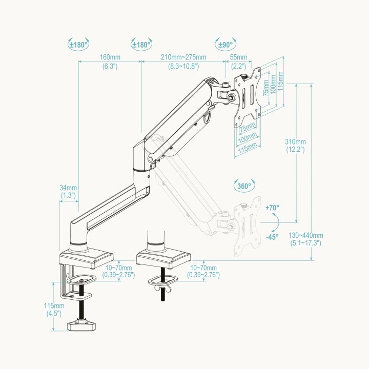 Soporte De Mesa Gas Tooq Lp1334tnr-b 1 Pantalla...