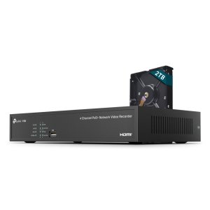 Grabador De Video Tp-link Vigi Nvr1004h-4p 2tb 4 Canales 16mp 4xrj45 Poe+ 53w Hdmi 4k H.265+ 2xusb