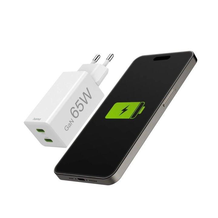 Cargador Usb Gan Hama 00201994 65w 2xusb-c Pd Color Blanco
