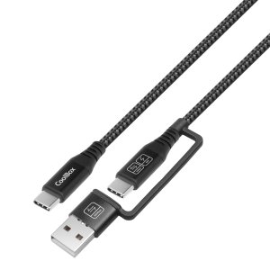 Cable Usb-c A Usb-c 1.8m Coolbox 60w Trenzado Adaptador Usb-a 