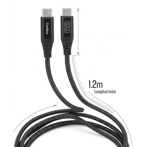 Cable Usb-c A Usb-c 1.8m Coolbox 60w Trenzado Color Negro