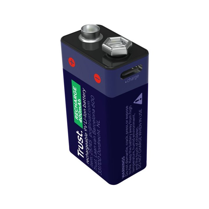 Pilas 9v Recargable Trust 25745 9v Blister 1 Unidad Usb-c (ecotasas Incluidas)
