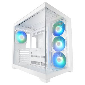 Caja Atx Mars Gaming Mcv5w Cristal Templado Panoramico Argb Gpu 416mm Blanco