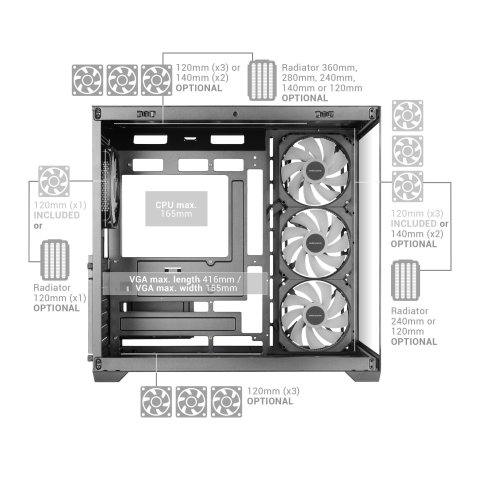 Caja Atx Mars Gaming Mcv5w Cristal Templado Panoramico Argb Gpu 416mm Blanco