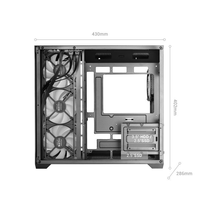 Caja Atx Mars Gaming Mcv5w Cristal Templado Panoramico Argb Gpu 416mm Blanco