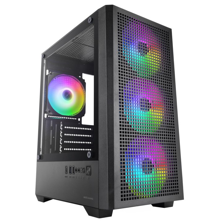 Caja Microatx Mars Gaming Mc-vector Gpu Max 282mm Cristal Templado Mesh Argb Usb-c Negra