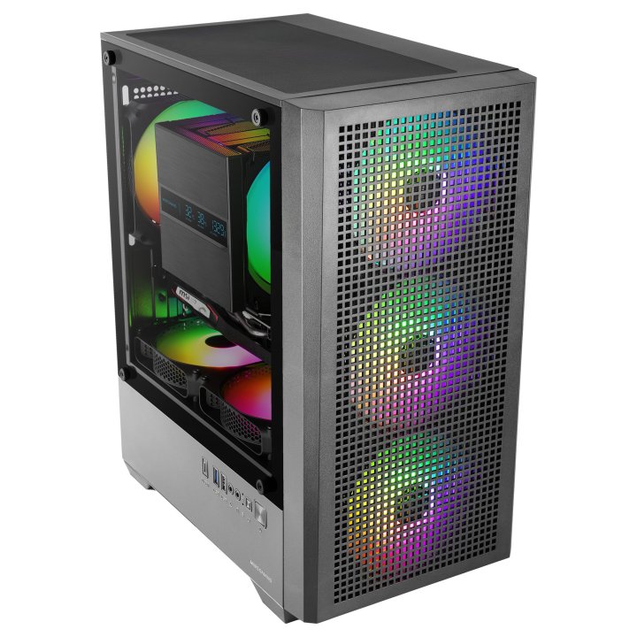 Caja Microatx Mars Gaming Mc-vector Gpu Max 282mm Cristal Templado Mesh Argb Usb-c Negra