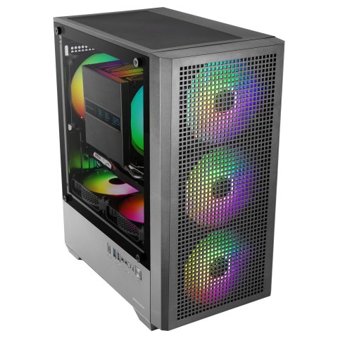 Caja Microatx Mars Gaming Mc-vector Gpu Max 282mm Cristal Templado Mesh Argb Usb-c Negra