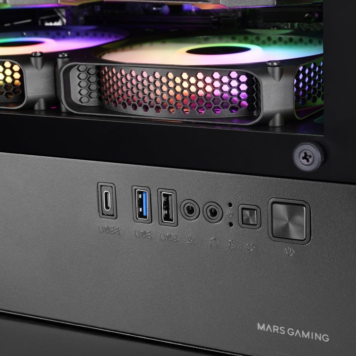Caja Microatx Mars Gaming Mc-vector Gpu Max 282mm Cristal Templado Mesh Argb Usb-c Negra